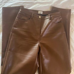 Aritzia Melina Cognac Leather pants, sz 8